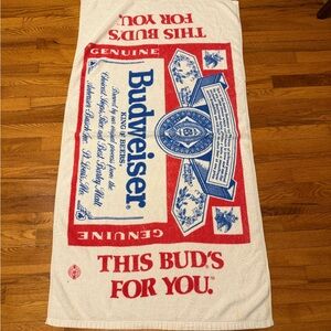Vintage 80s 90s Budweiser King of Beers Beach Towel, Retro Bathroom Alcohol